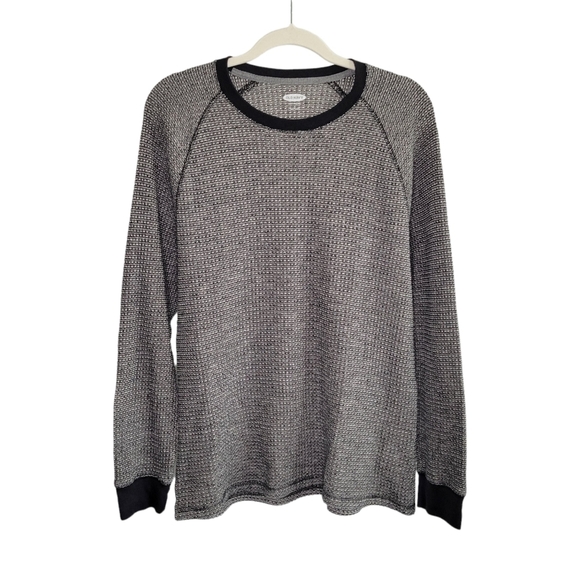 Old Navy Men's Textured Thermal Soft Washed Pullover Sweater Size L Black/White - Picture 1 of 7